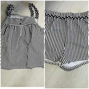 Kate Mack Girls Size 12 Top & Shorts Black and White Set Casual Everyday EUC